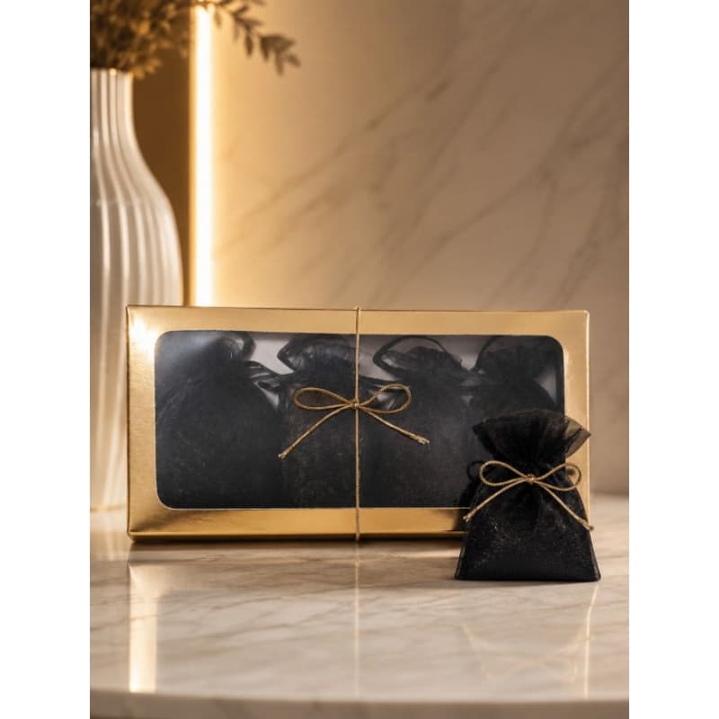 kit 4 sachês perfumados + caixa de presente dourada.