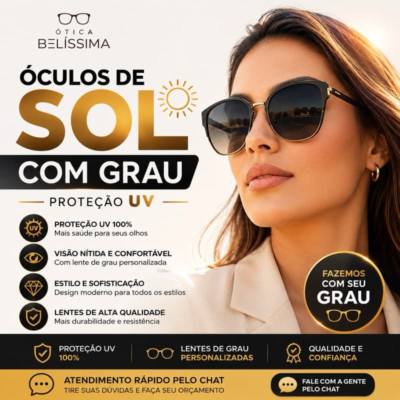Óculos de Sol Com Grau Completo Com Proteção UV400 Miopia Hipermetropia Astigmatismo Para Longe
