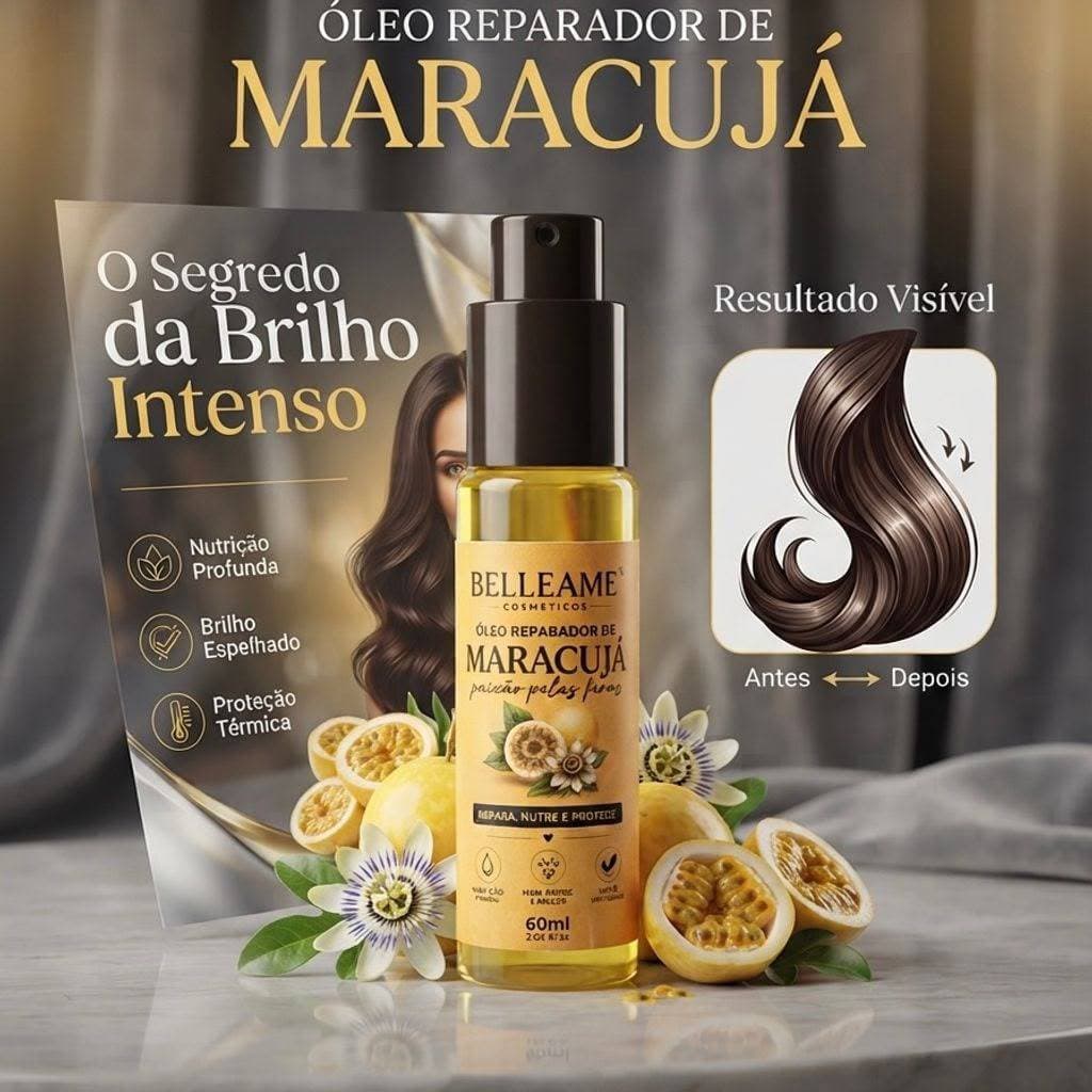 Oléo Reparador de Maracujá 60ML Belleâme Cosméticos