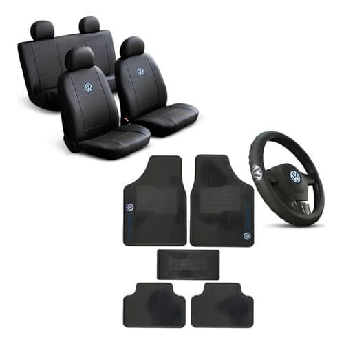 Kit Renovação Interior Carro Capa Banco Tapete Capa Volante Preto Volkswagen