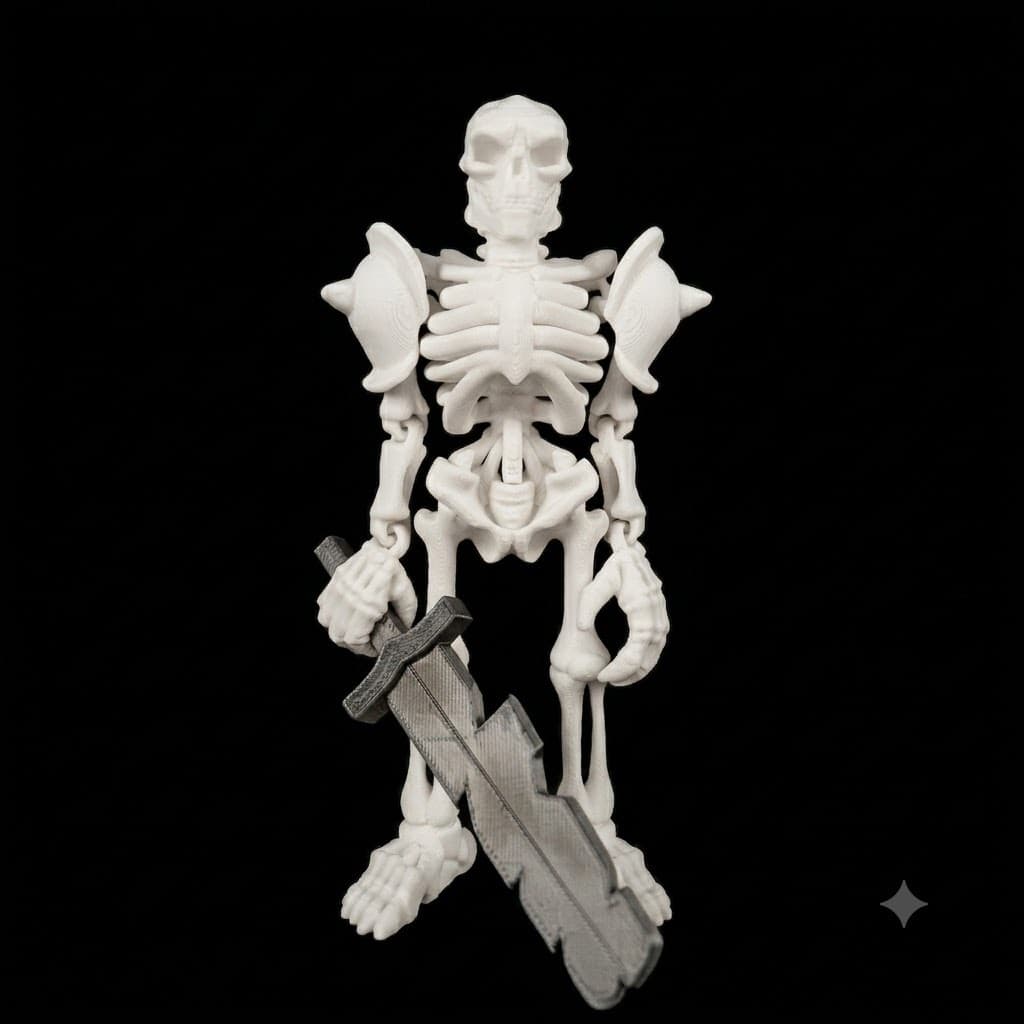 Brinquedo Esqueleto Articulado Guerreiro Medieval com Espada