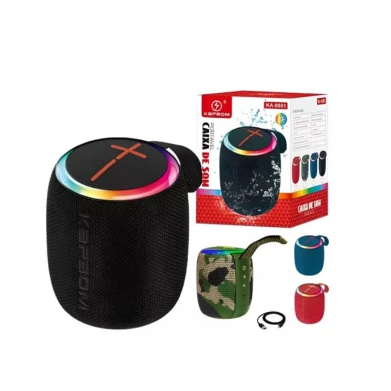 ​Caixa De Som Bluetooth Portatil Potente Led Prova Dagua Ipx6 Kapbom KA-8881 TWS USB FM