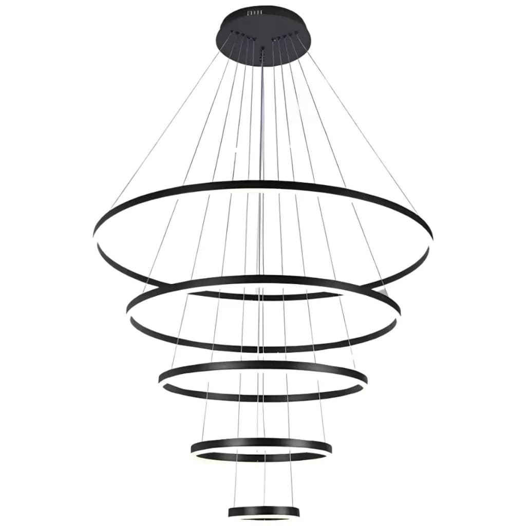 Lustre Pendente LED 5 Arcos Domum Preto Moderno Luminária de Teto Sala Jantar Sala Estar Luxo Decorativo