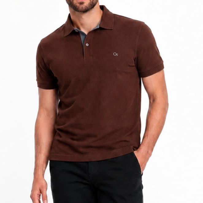 Camisa Gola Polo Ogochi Masculina Social Slim Manga Curta 100% Algodão