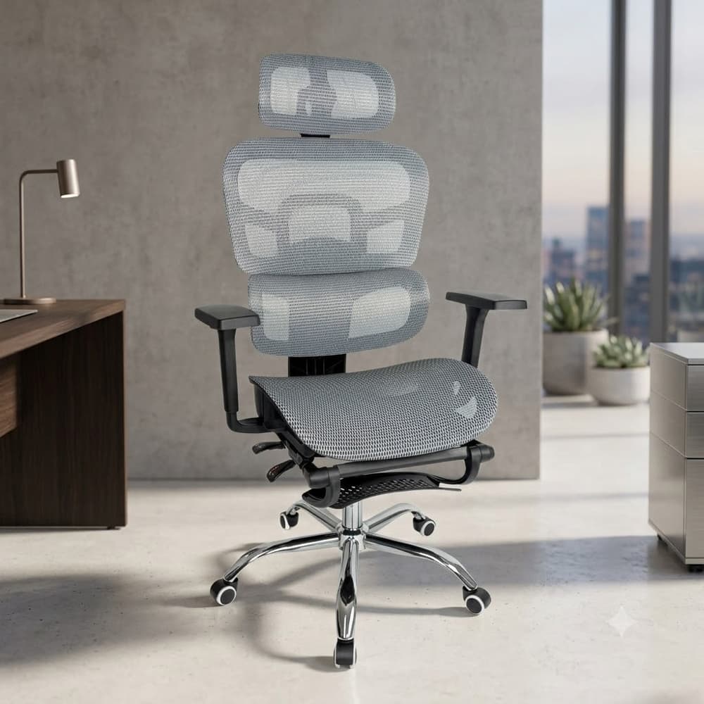 Cadeira Ergonômica Full Mesh com Assento Deslizante Cinza Velve CE08.3