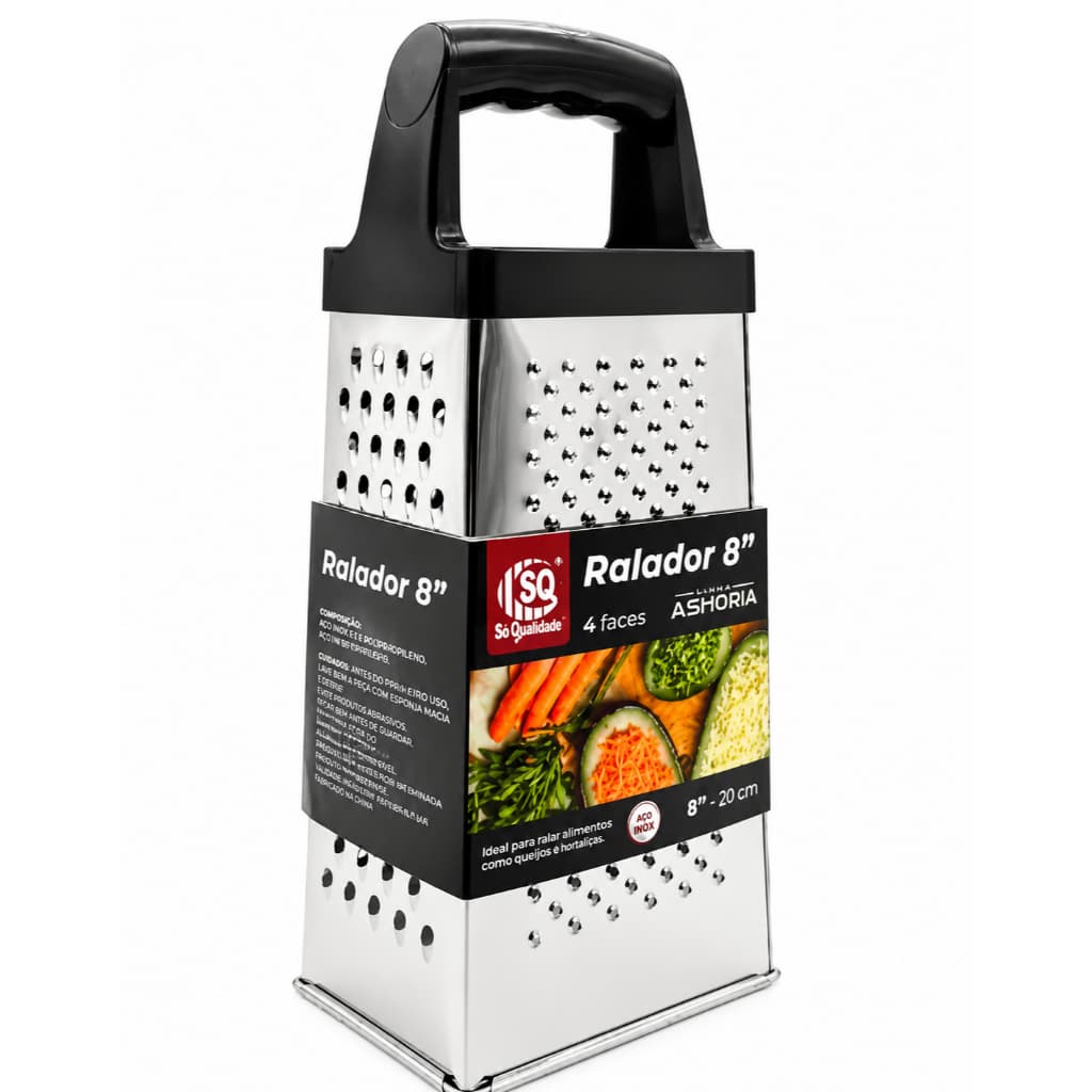 Ralador Inox 8 Polegadas 4 Faces Multifuncional Manual para Queijo Legumes Cenoura Chocolate Cozinha