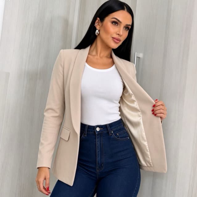 Max Blazer Alongado Sobretudo com Forro Alfaiataria Acinturado Manga Longa Elegante Social Premium