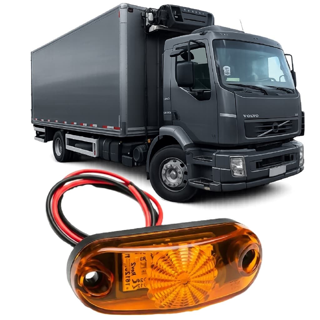 LANTERNA DELIMITADORA LARANJA LED BIVOLT AMBAR CAMINHÃO CARRETA BAÚ