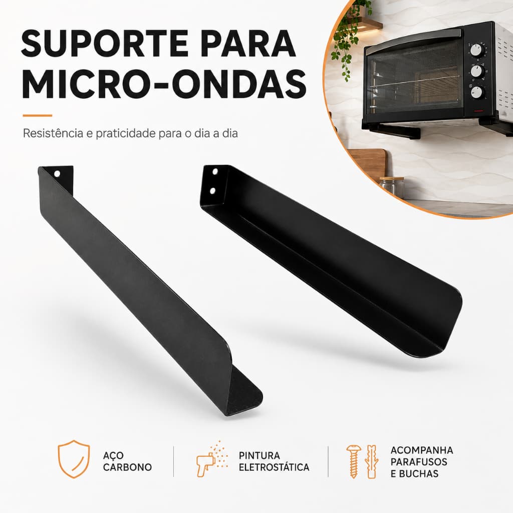 Suporte Multiuso de Parede para Microondas, Impressora e Caixas de Som