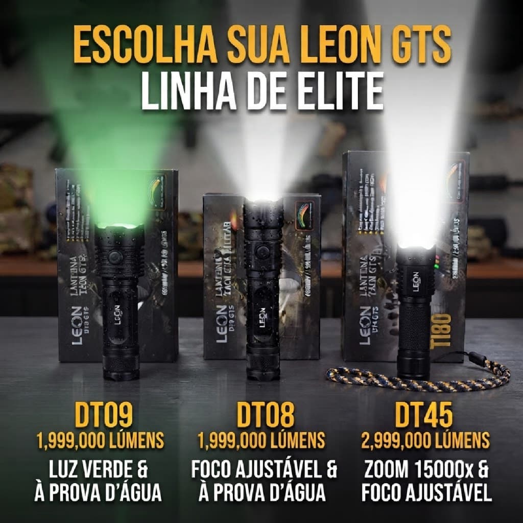 Lanterna Tática Militar Super Potente Alumínio Aeronave Prova D'água Bateria Recarregável Leon Gts