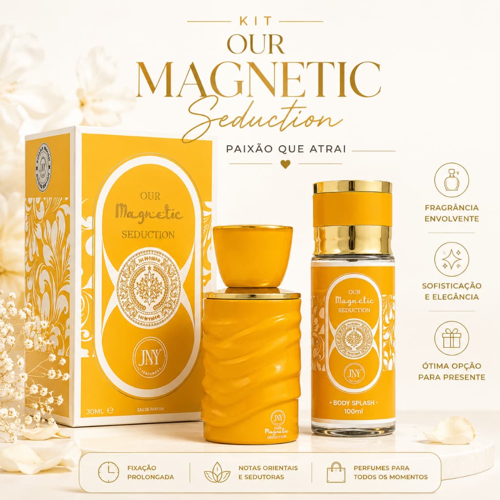 Kit Our Magnetic Seduction Perfume 30ml + Body Splash 100ml Fragrância Marcante