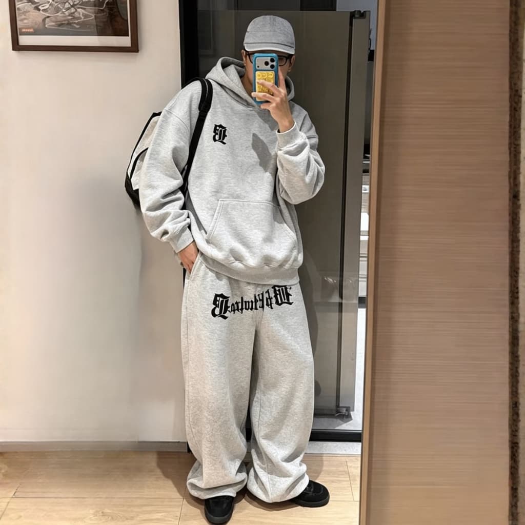 Conjunto Moletom Streetwear Canguru e Baggy B Star Street Urbano Y2k Masculino
