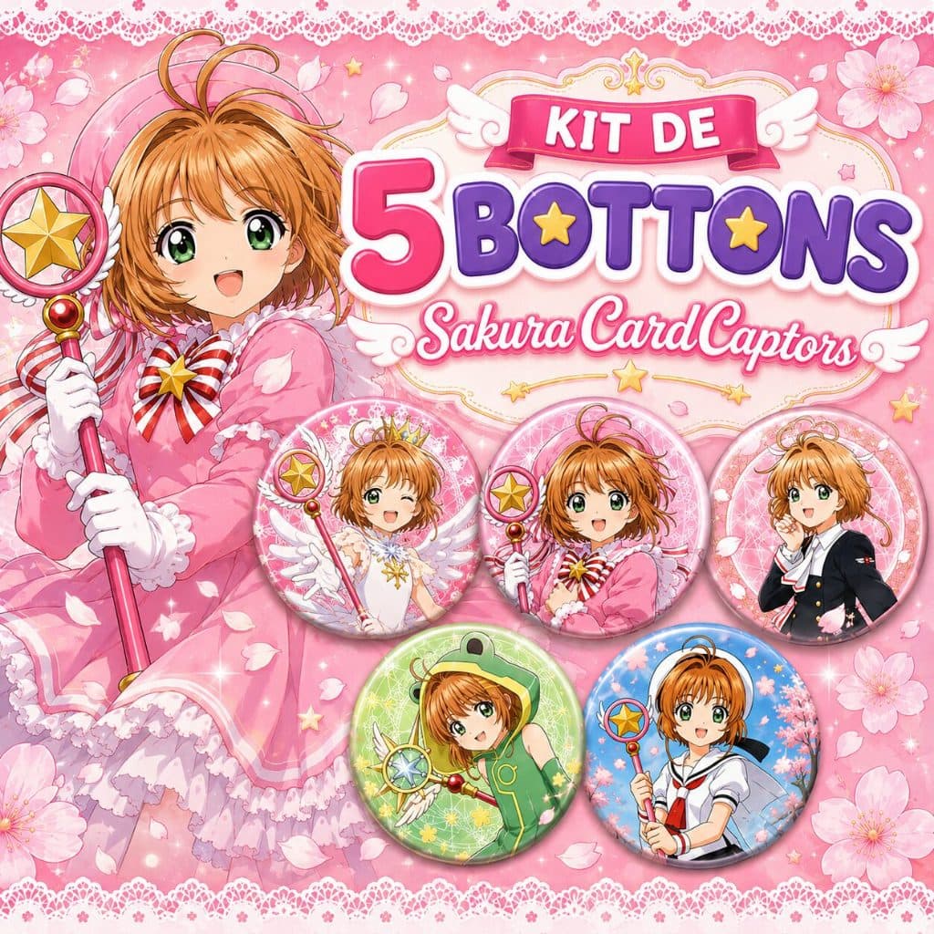 Kit Bottons Sakura CardCaptors Fofos - 5 unidades