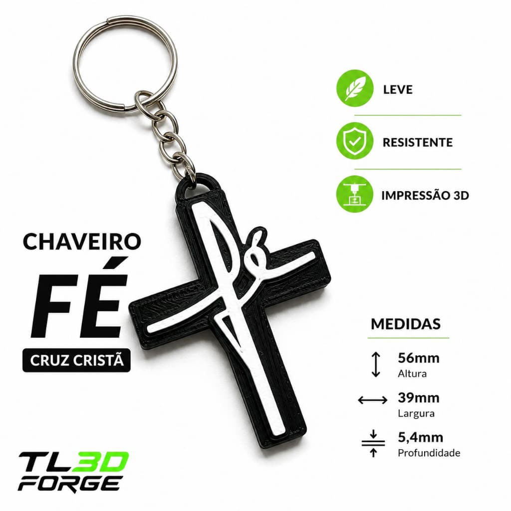 Chaveiro Fé em Cruz | Presente Evangélico | Lembrancinha Cristã