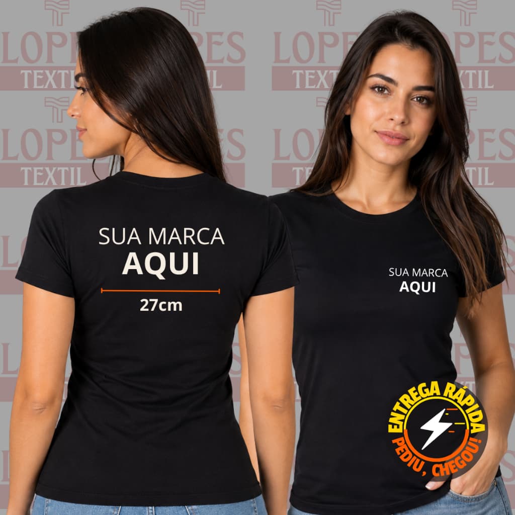 Babylook Feminina 100% Algodão Personalizada – Uniforme Empresa | Do P ao GG | SUA MARCA AQUI