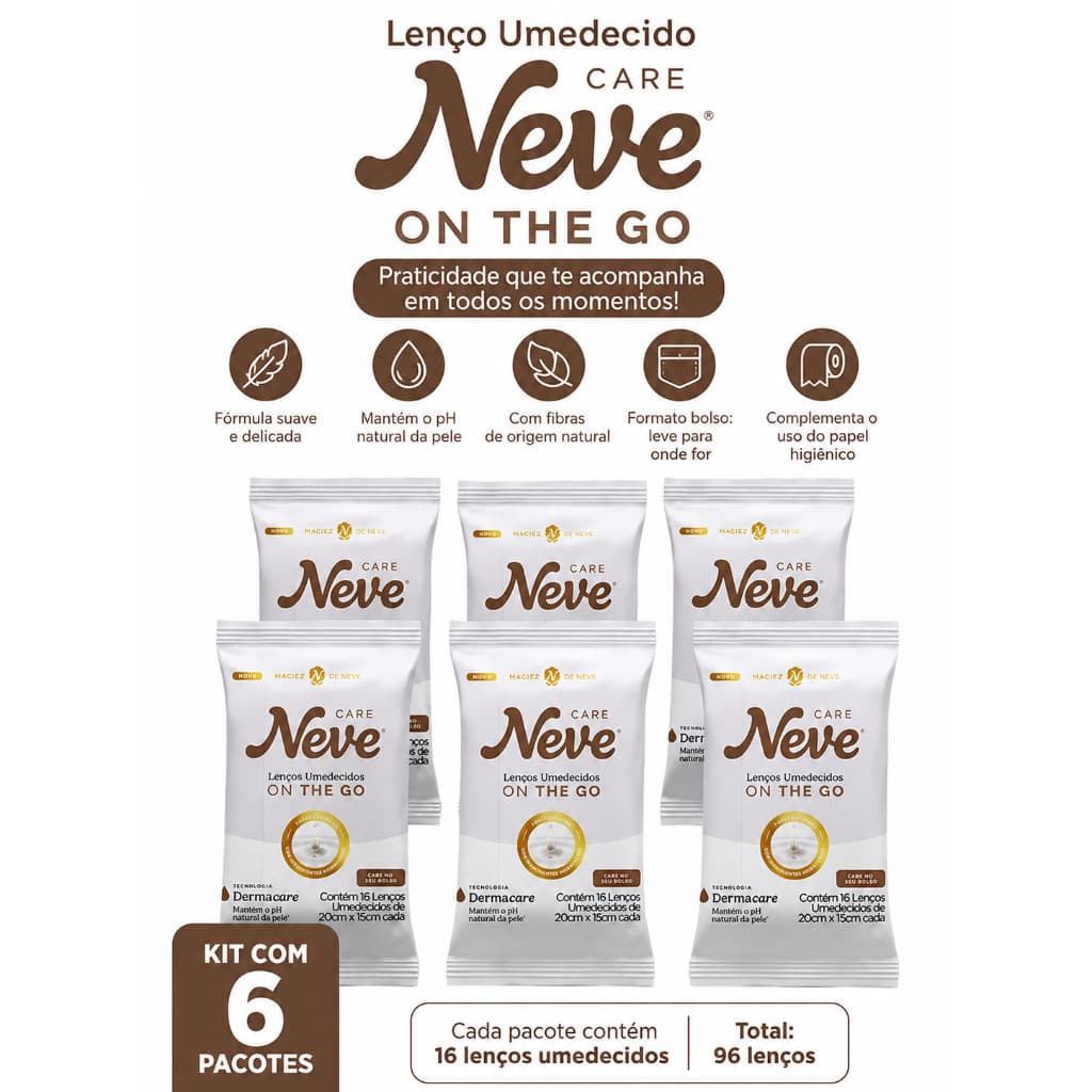 Lenços Umedecidos Neve Dermacare On The Go-kit C/ 6 Unidades