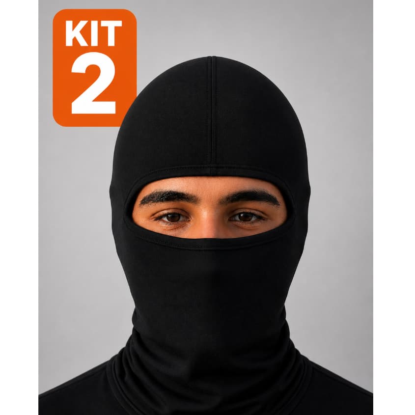 Kit Promoção 2 Toucas Balaclavas  Ninjas Pretas Proteção Solar Moto, Bike, Pesca, Uso Tático, airsof e Paintball