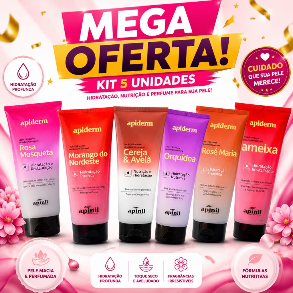Loção Hidratante Corporal Apiderm 190g Apinil Nutrição e Hidratação Profunda OFERTA