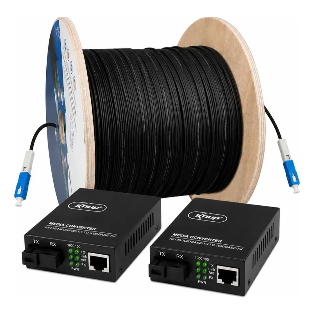 Kit Conversor De Mídia SC/UPC + 100 M Cabo Óptico Conectorizado