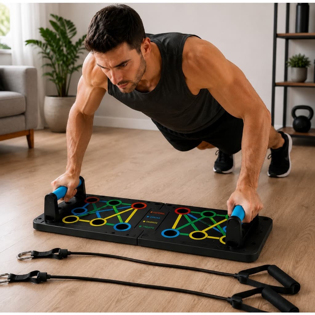 Prancha Flexão Braço Peitoral Tríceps Ombro Apoio Dobrável Exercícios Musculação Abdominal Fitness