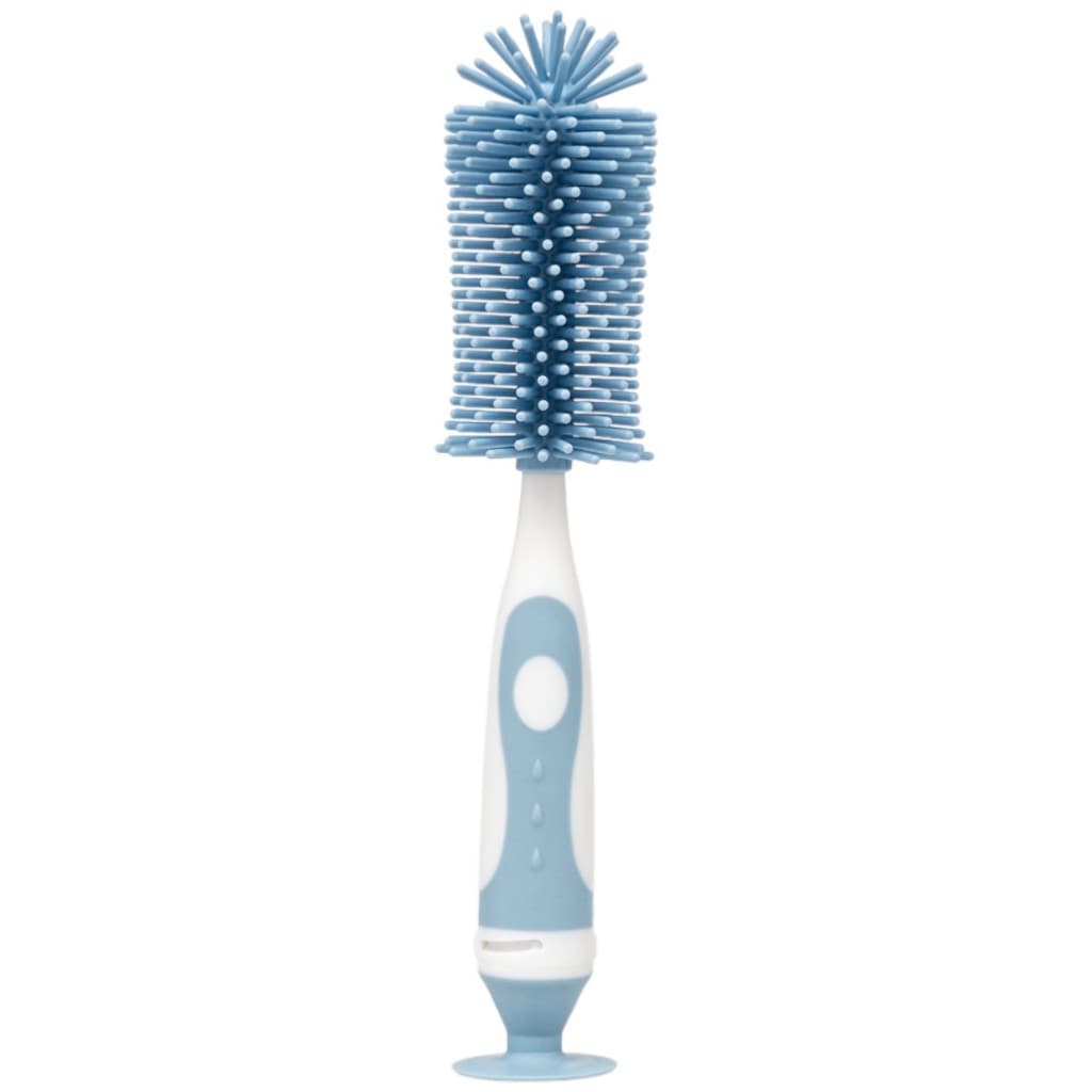 Escova de mamadeira silicone - com limpador de bico acoplado - Azul - escova higiênica - Buba