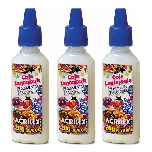 Kit 3 Cola Lantejoula 20g Acrilex Ref. 18823 (cola Miçanga)