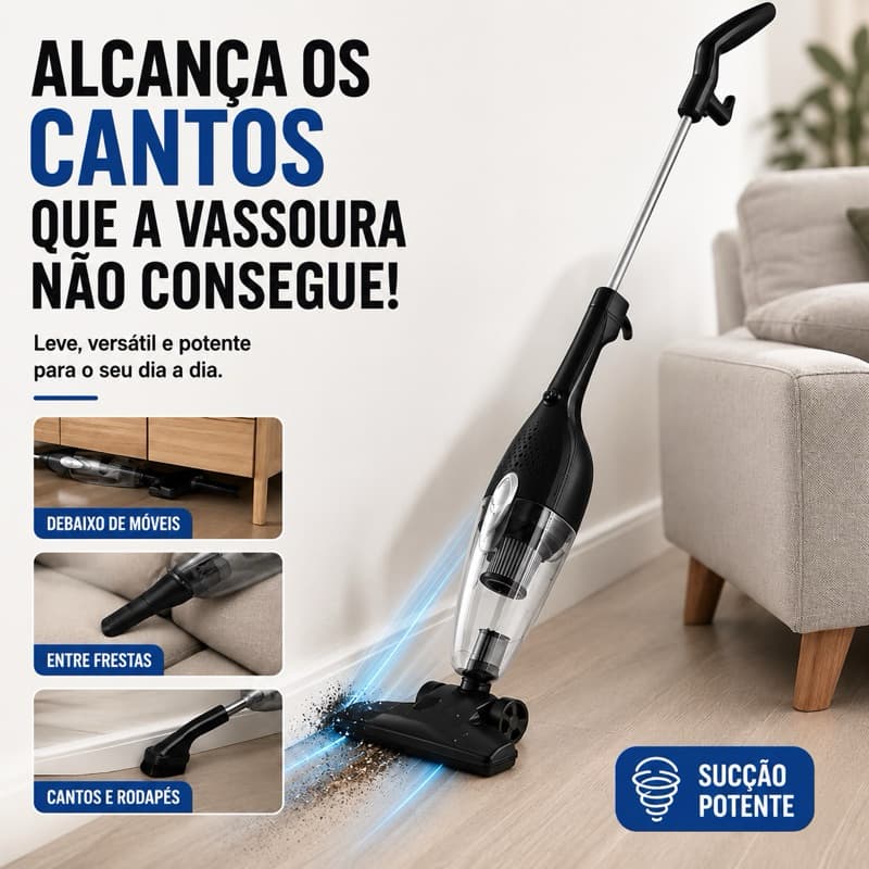Aspirador de Pó Vertical e Portátil 2 em 1 600W 13KPa Sucção Forte 110V Reservatório 1,2L