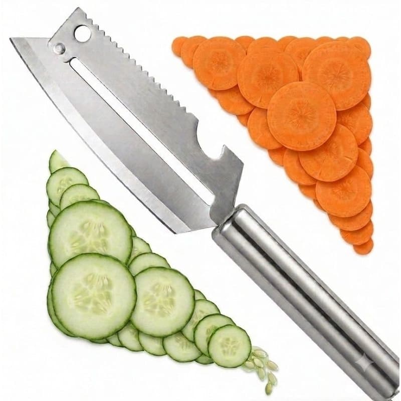 Descascador Fatiador de Legumes Frutas Faca Multifuncional 5 em 1 Aço Inoxidável