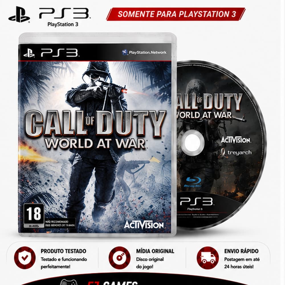 Jogo Call of Duty World at War Midia Fisica Original Sony Ps3 Playstation 3