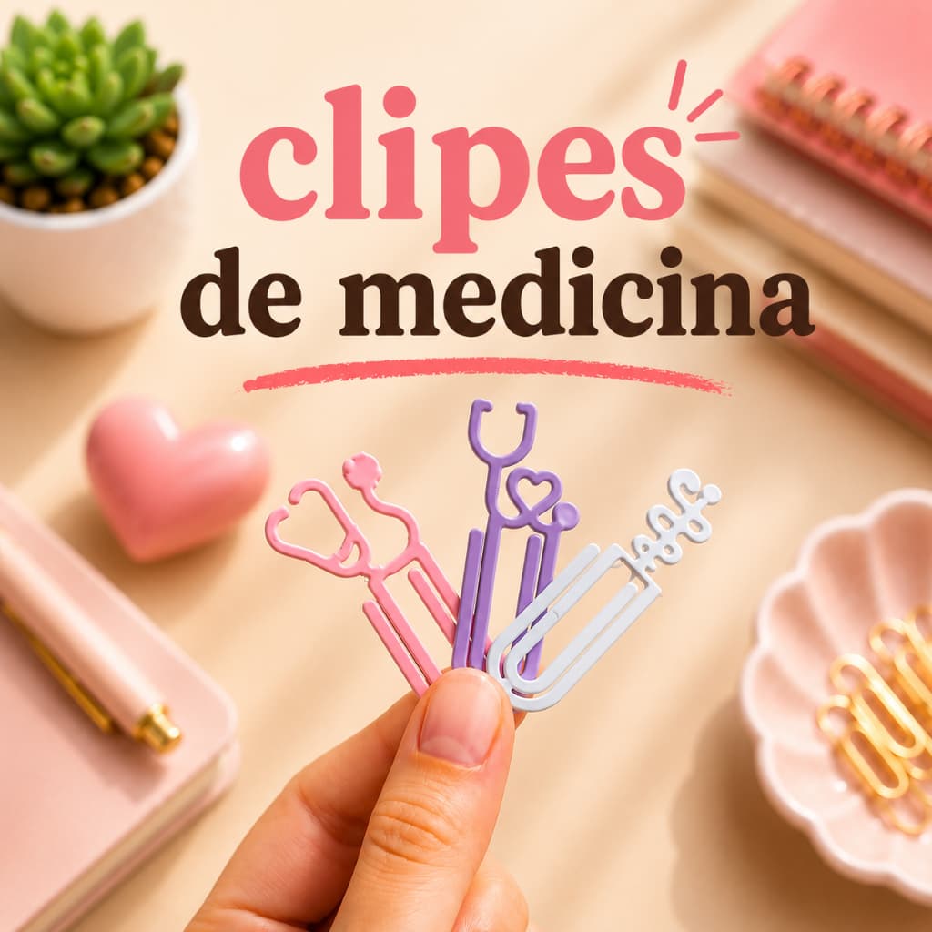 50 Clipes de Papel Medicina | Marca Página Estetoscópio para Planner e Caderno