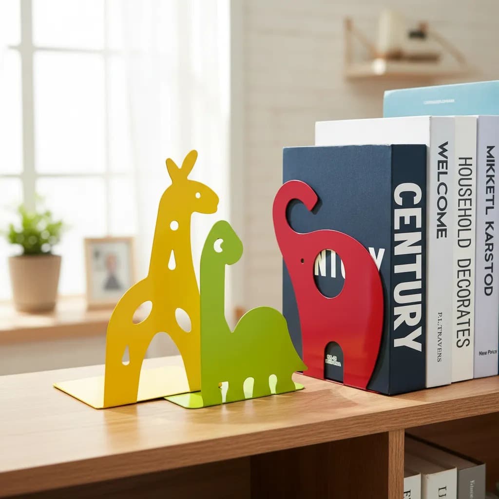 Aparador De Livros Bibliocanto Animais Coloridos Dino Girafa Elefamte