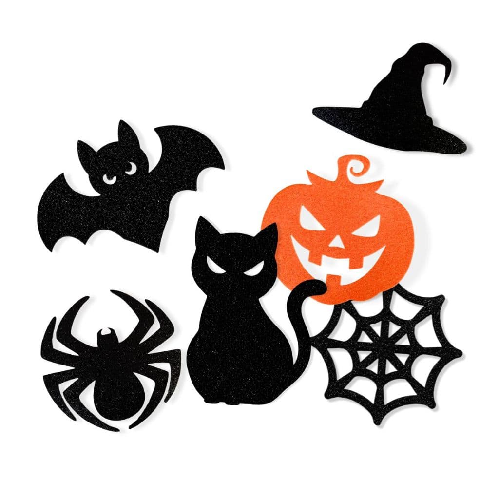 50 Mini Enfeite Halloween Glitter Eva Aplique Terror 2,5cm