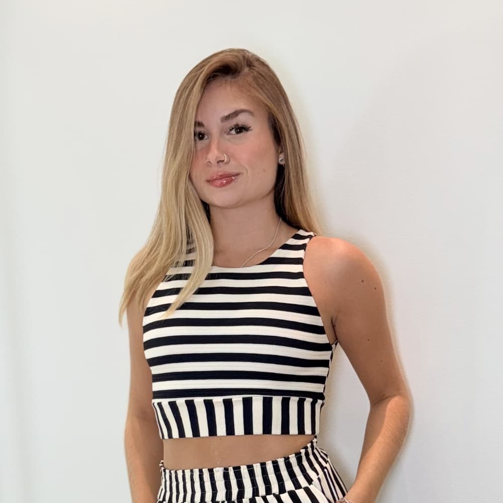 CROPPED TOP F LISTRA LISTRADO PRETO E BRANCO