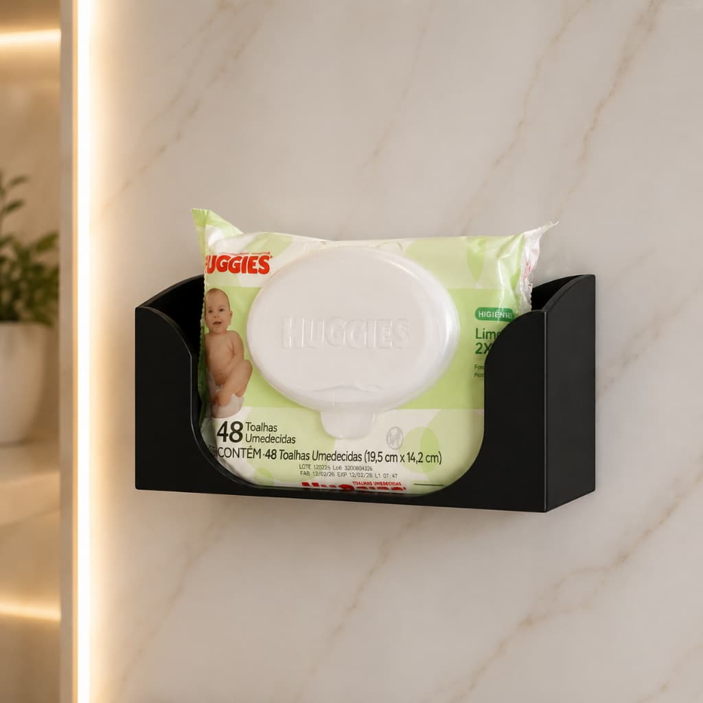 Suporte para Lenço Umedecido Largo de Parede Suporte Organizador para Banheiro Lavabo Quarto de Bebê Clínica e Salão