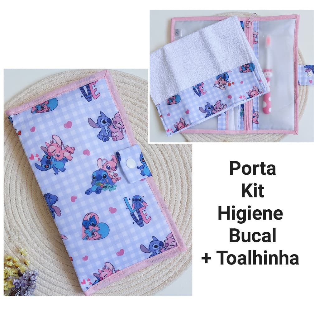 Porta Kit Higiene Bucal Infantil + Toalhinha | Porta Escova, Pasta e Fio Dental.