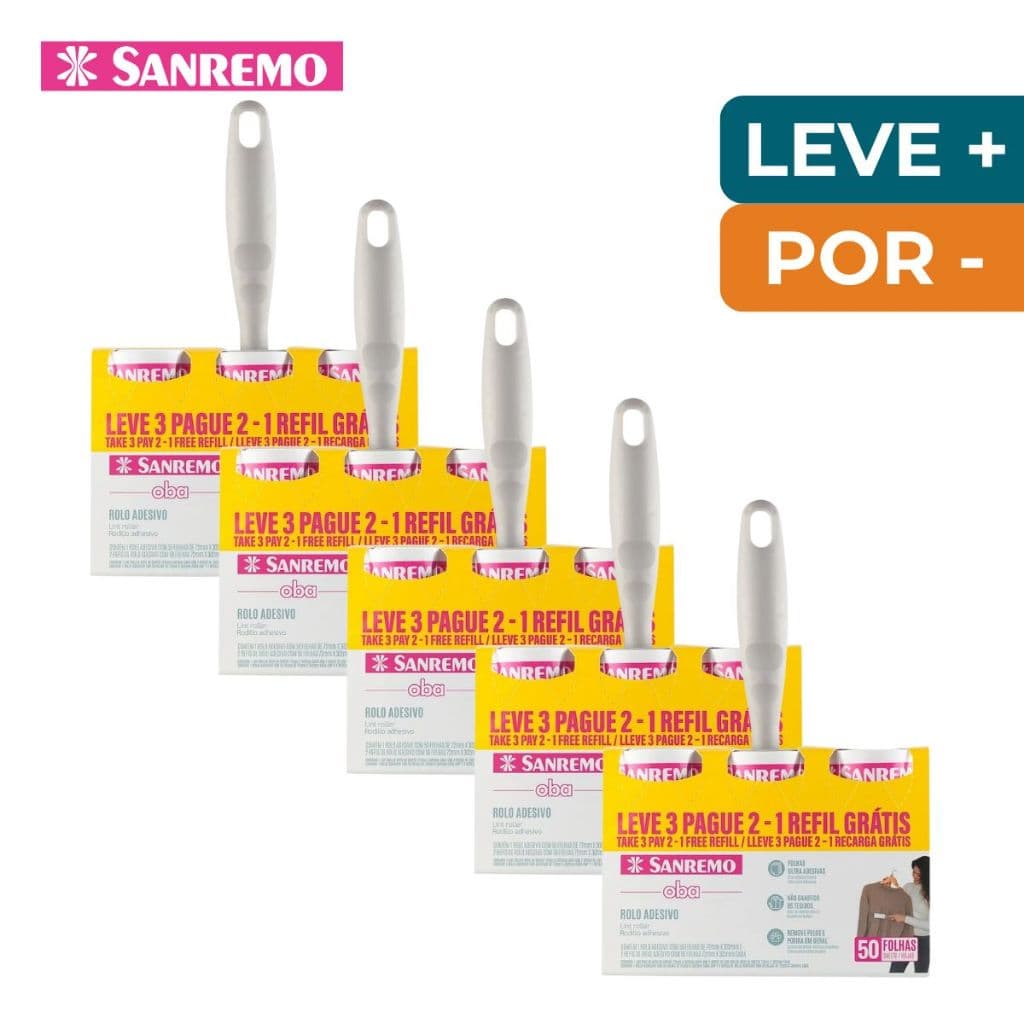 Rolo Tira Pelo Adesivo Roupa Estofado Sanremo Rolo Com Refil 50 Folhas