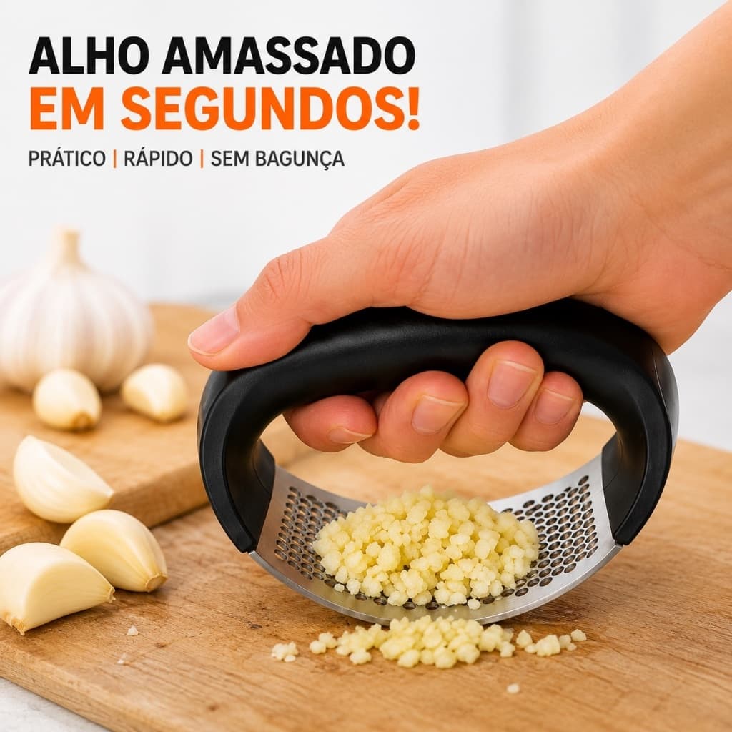 Kit 1 2 3 Espremedores de Alho Manual Inox Amassador