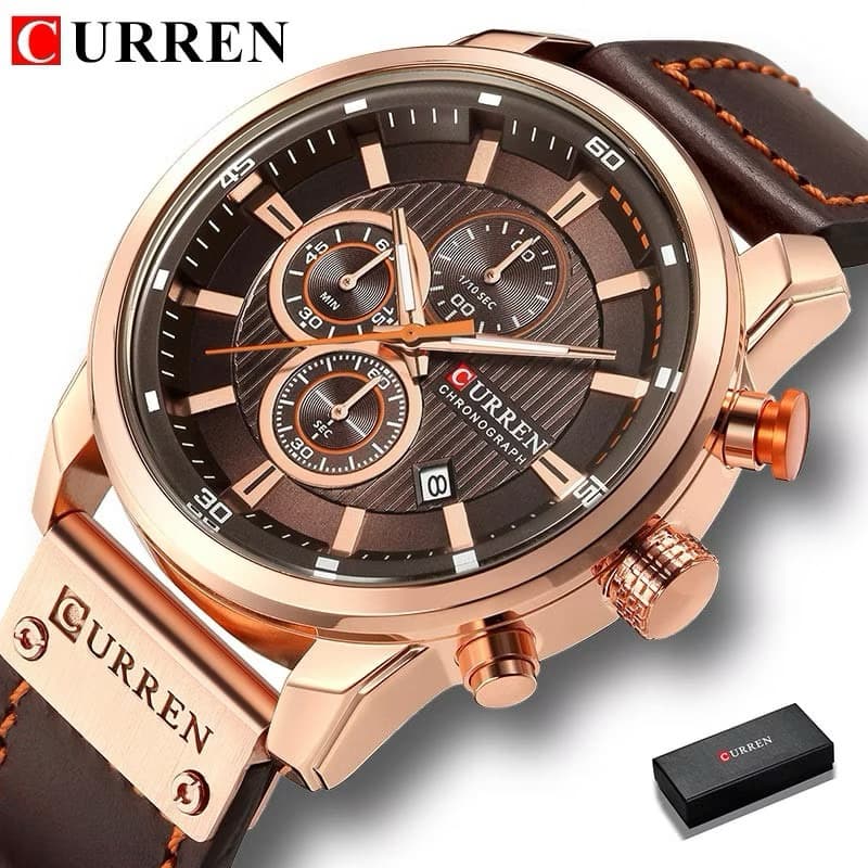 Curren marca relógio masculino relógios de couro militar do exército quartzo relógio de pulso cronógrafo masculino relog