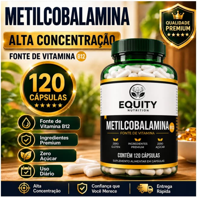 Metilcobalamina B12 9,94ui 120 Cápsulas Alta Absorção Concentração Premium Equity Nutrition