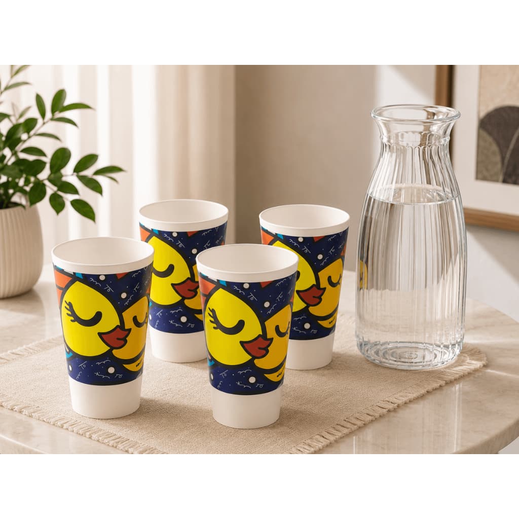 🥤✨ KIT COM 4 COPOS ROMERO BRITTO – COLEÇÃO CARAS (#NOVO)