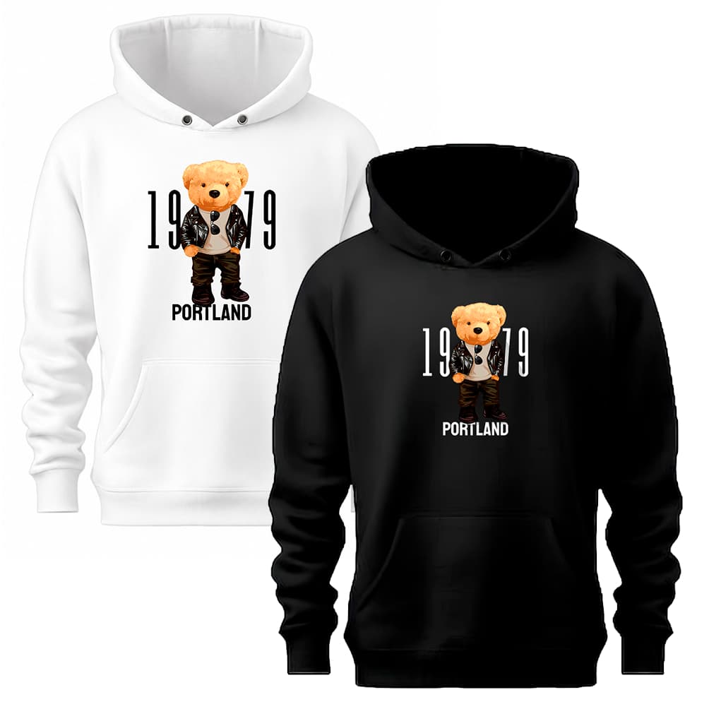 Moletom Urso Portland 1979 Unissex Blusa De Frio Masculina Feminina Hoodie Com Capuz Bolso Canguru Casaco Streetwear Alg