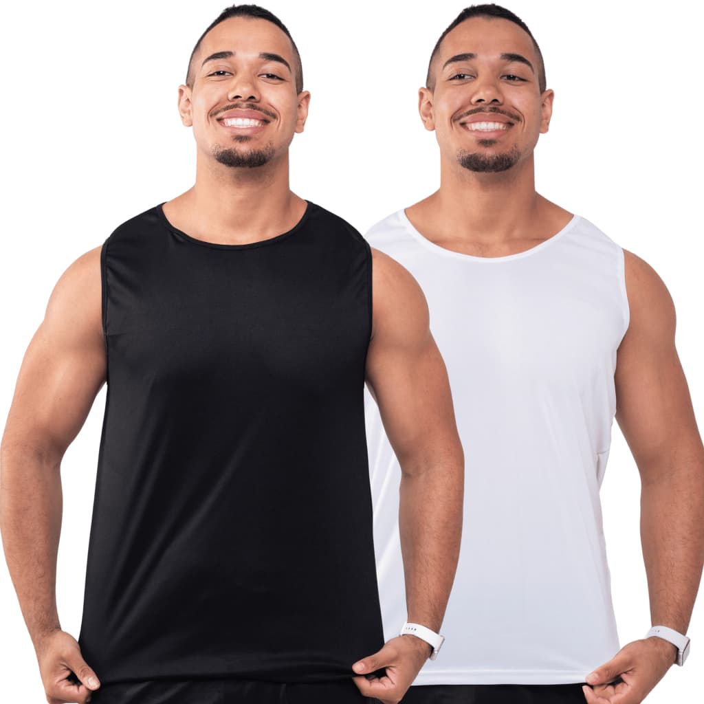 Kit 2 Peças Camisetas Regatas Masculina Premium Fitness Dryfit Treino Academia Slim Plus Size Alta Qualidade Praia  Suor