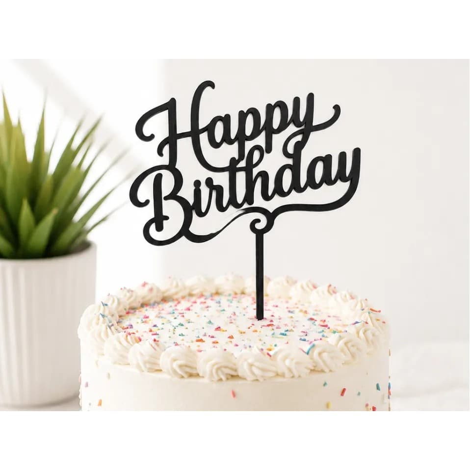 Topo de Bolo Feliz Aniversário Decoração de Happy Birthday