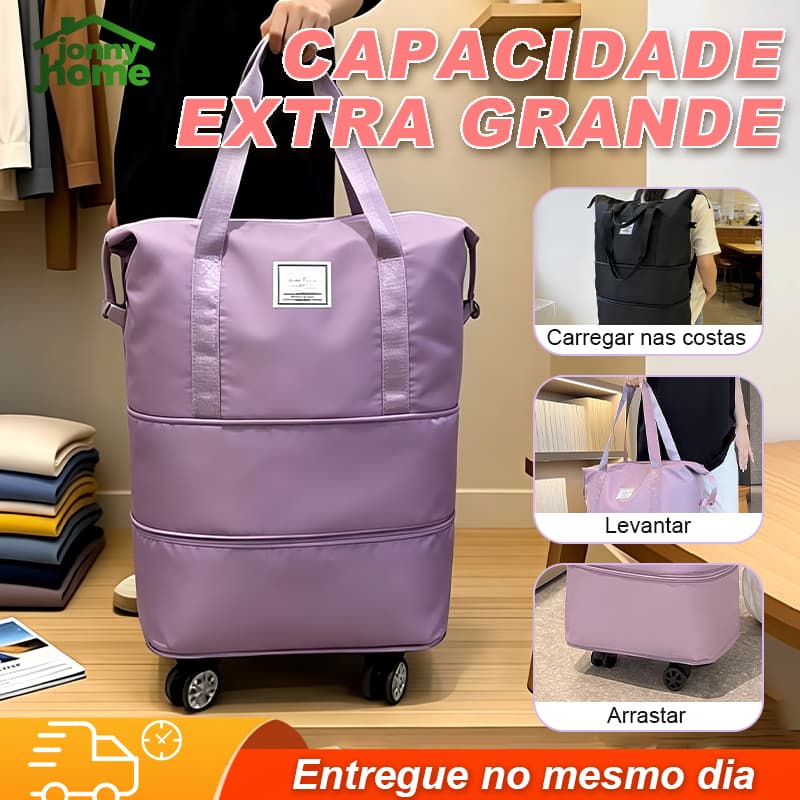 Mala Expansível Viagem Academia Versátil de Grande Capacidade com 3  ziper e Rodinhas, Multicolorido