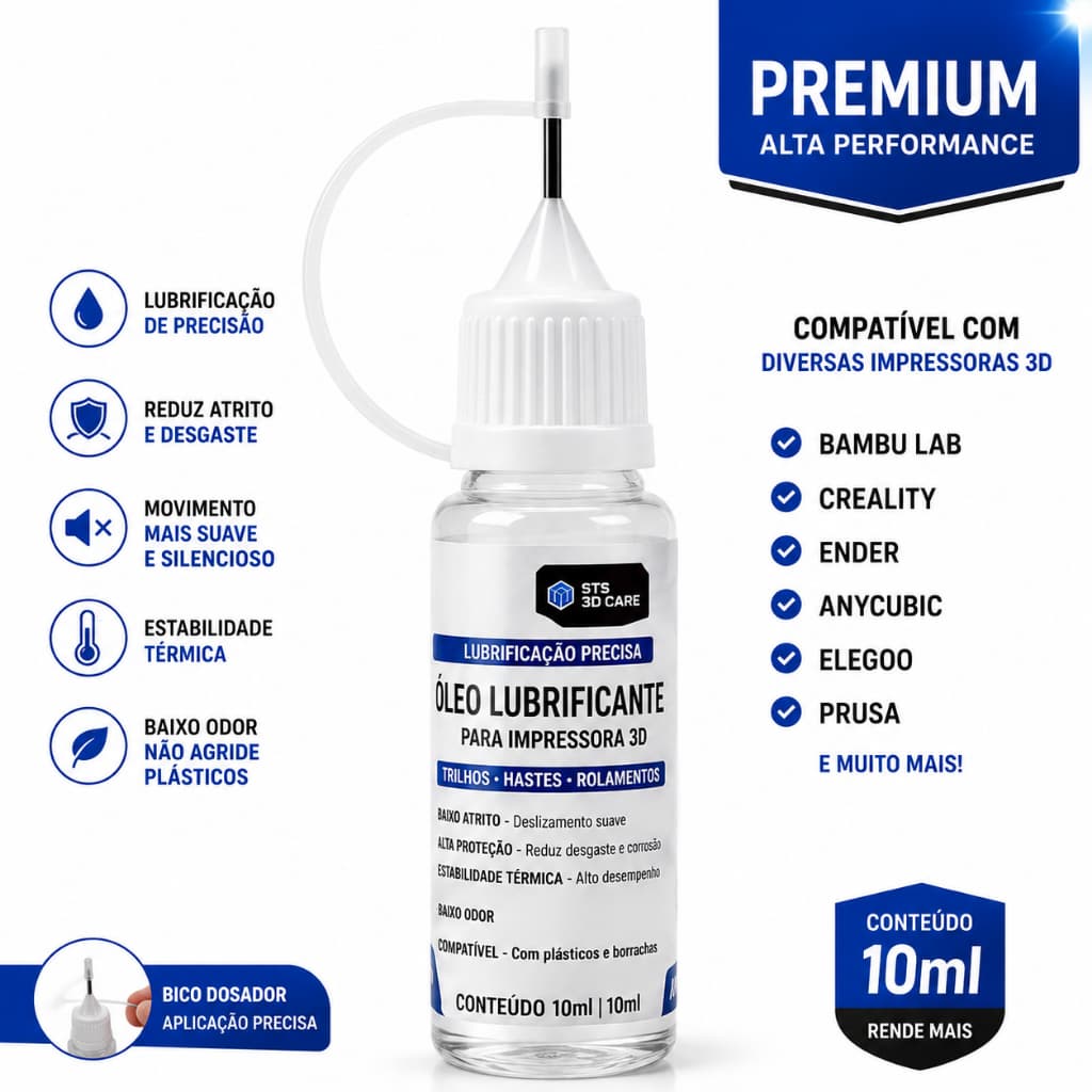 Óleo Lubrificante Impressora 3D Premium 10ml Trilhos Lineares