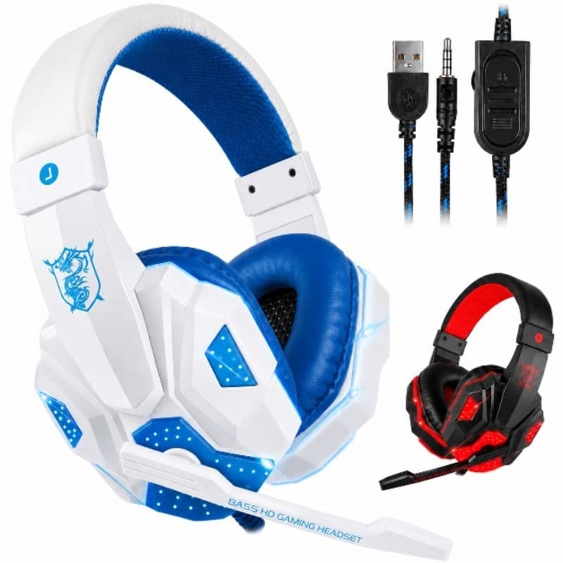 Fone Gamer Heatse Com Microfone Led Azul Para Pc/Ps4/Ps5/Xbox One-X