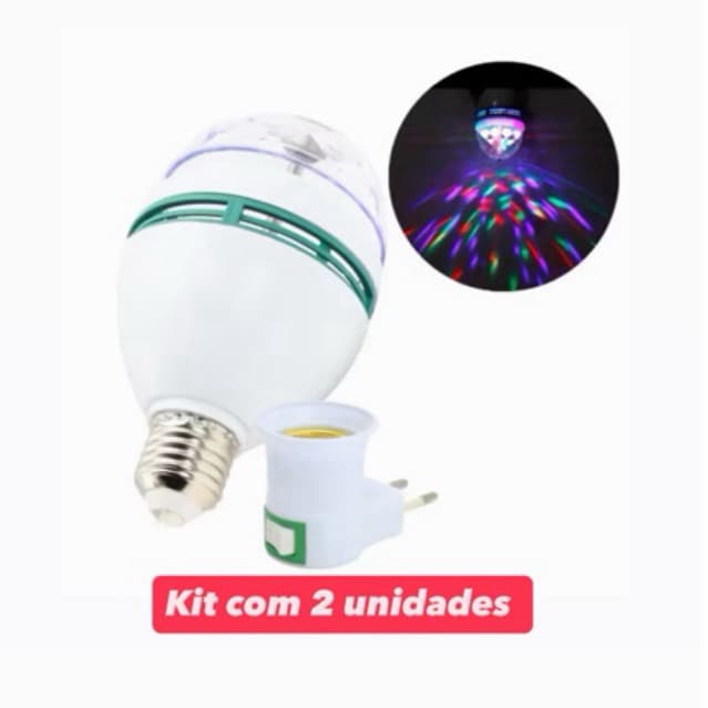 Kit 2 Lâmpadas Giratórias RGB LED discoteca