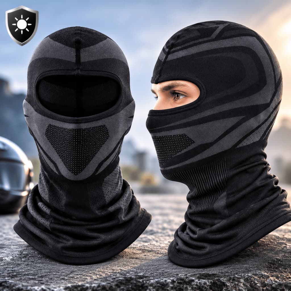 Touca Ninja Balaclava Preta Uv50+ Térmica Respirável Ciclismo Moto Paintball Militar Aventura