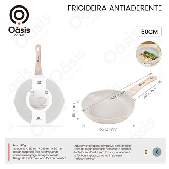 Frigideira 30cm Antiaderente Fundo Profundo Cabo Ergonômico Fácil de Limpar