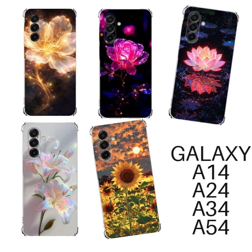 Capinhas de Celular TPU Samsung Galaxy A14 A24 A34 A54 Lindas Flores Brilhantes Flor Proteção Anti-Impacto